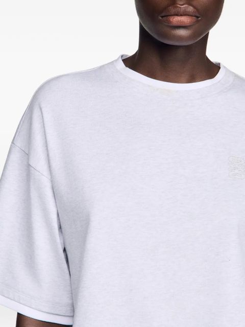 SANDRO logo-embroidered T-shirt - Grey