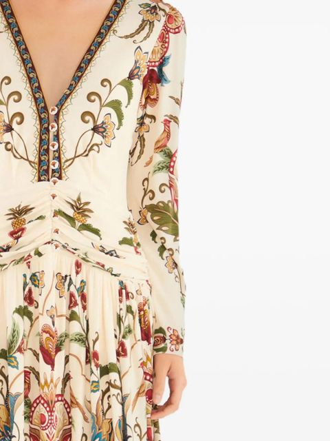 FARM Rio V-neck floral~print midi dress - Neutrals - zdjęcie produktu nr 2