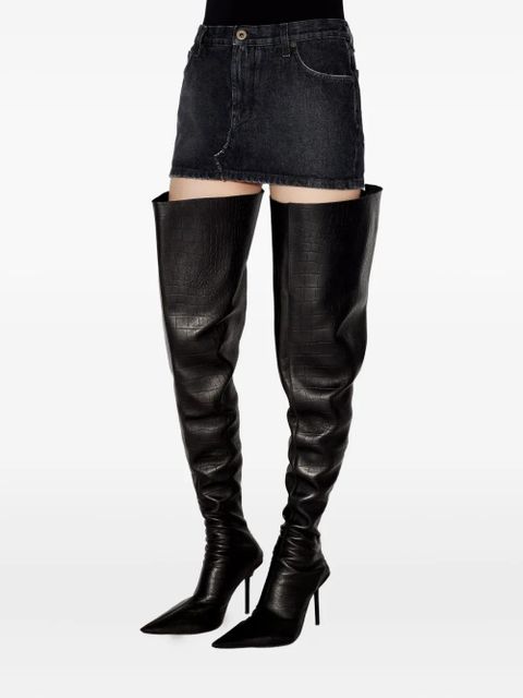 Jean Paul Gaultier contrast-pocket denim mini skirt - Black