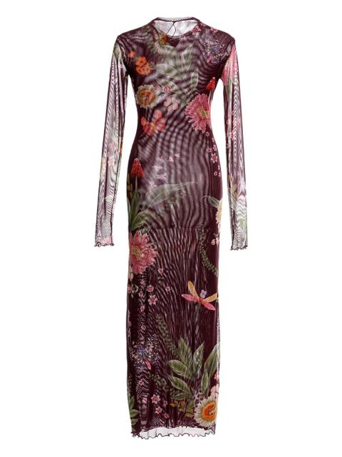 Agua By Agua Bendita floral-print mesh maxi dress - Brown - zdjęcie produktu nr 1