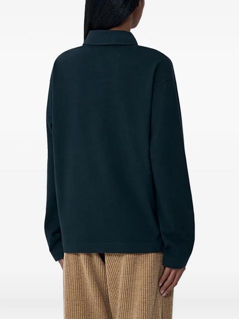 The Row Roddie long-sleeve buttoned polo shirt - Black