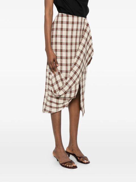 Róhe draped check midi skirt - Neutrals