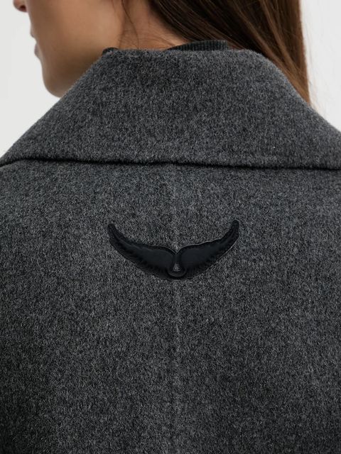 ZADIG&VOLTAIRE płaszcz z dodatkiem wełny kolor szary WWCO01237