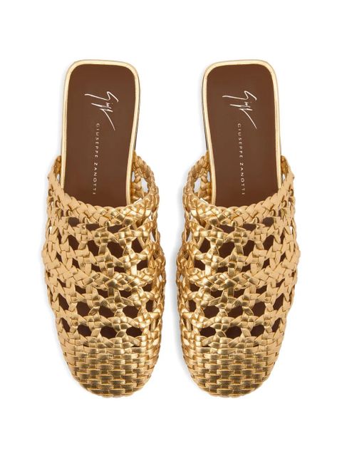 Giuseppe Zanotti woven cage slippers - Gold