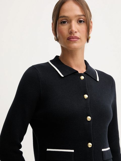 Barbour kardigan bawełniany COLLEEN damski kolor czarny LKN1668