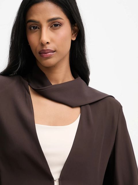 Answear.LAB marynarka kolor brązowy jednorzędowa gładka