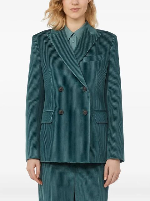 Weekend Max Mara ribbed corduroy-texture double-breasted blazer - Blue