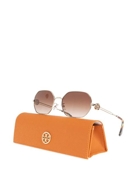 Tory Burch Miller oval-frame logo sunglasses - Gold