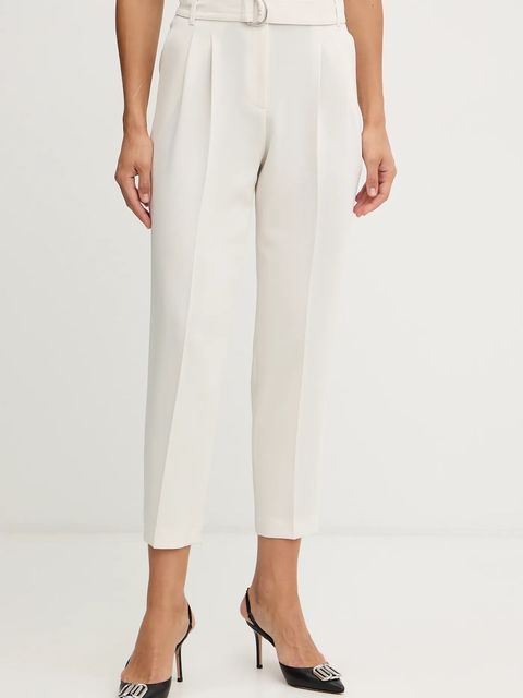 BOSS spodnie damskie kolor beżowy proste high waist 50490037 - zdjęcie produktu nr 1