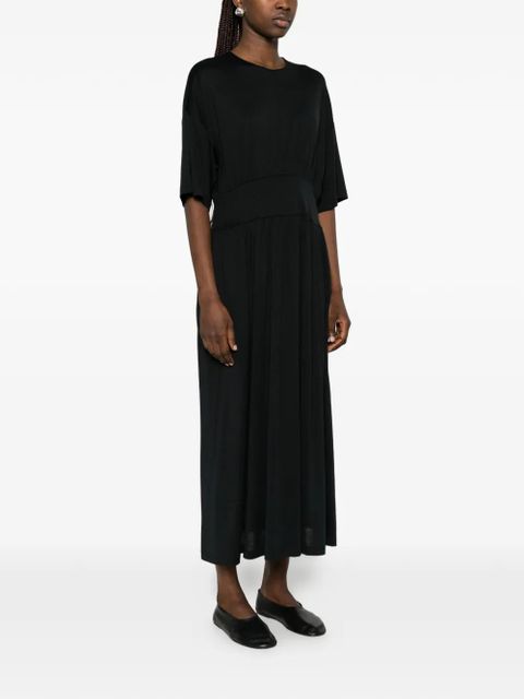 TOTEME short-sleeve pleated midi dress - Black