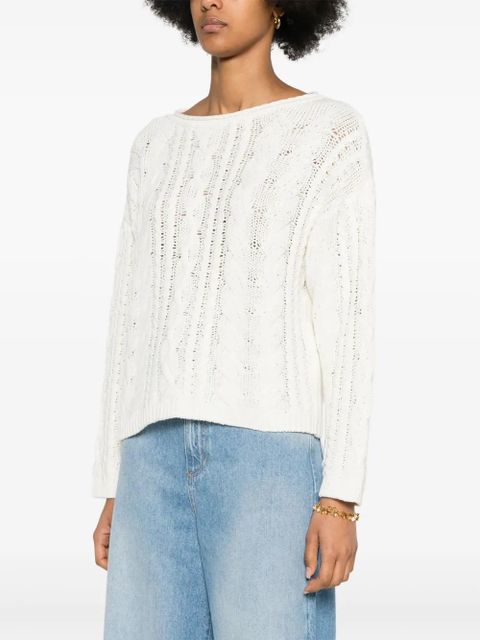 TWINSET logo-patch cable-knit jumper - White