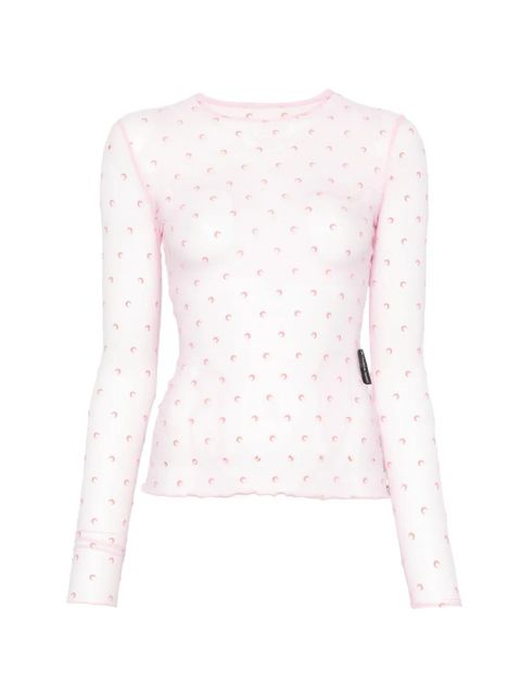 Marine Serre moon-print long-sleeve T-shirt - Pink - zdjęcie produktu nr 1