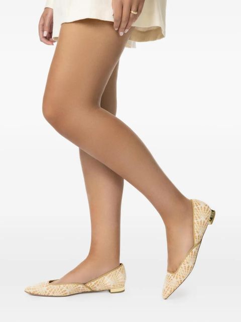 Aquazzura Maia raffia flat pumps - Neutrals