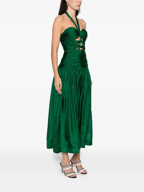 ZIMMERMANN halter ruched midi dress - Green