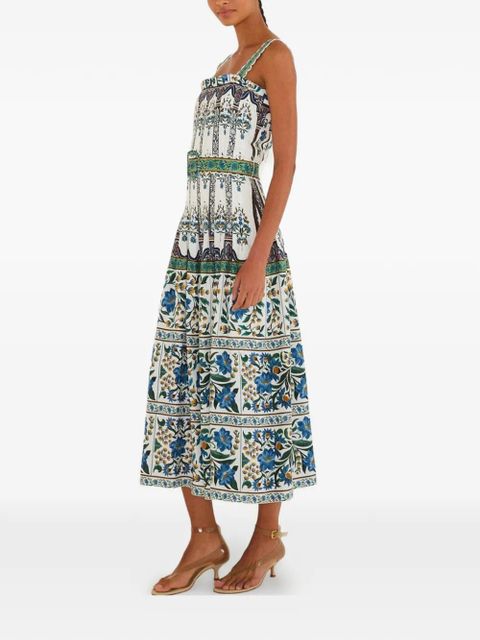 FARM Rio floral belted midi dress - White