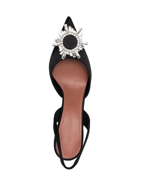 Amina Muaddi 95mm Begum crystal-buckle slingback pumps - Black