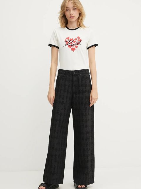 Karl Lagerfeld t-shirt bawełniany damski kolor beżowy A3W17015 - zdjęcie produktu nr 2