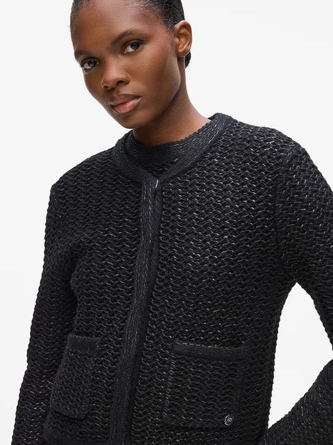 Karl Lagerfeld kardigan z domieszką wełny damski kolor czarny A4W18055 - zdjęcie produktu nr 2