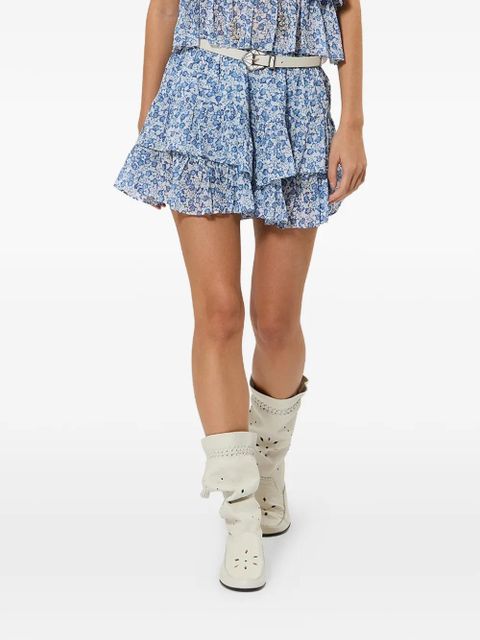 MARANT ÉTOILE JOCADIA ruffled floral-print mini shorts - Blue - zdjęcie produktu nr 2