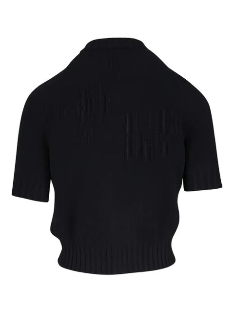 KHAITE short-sleeve button-up cardigan - Black