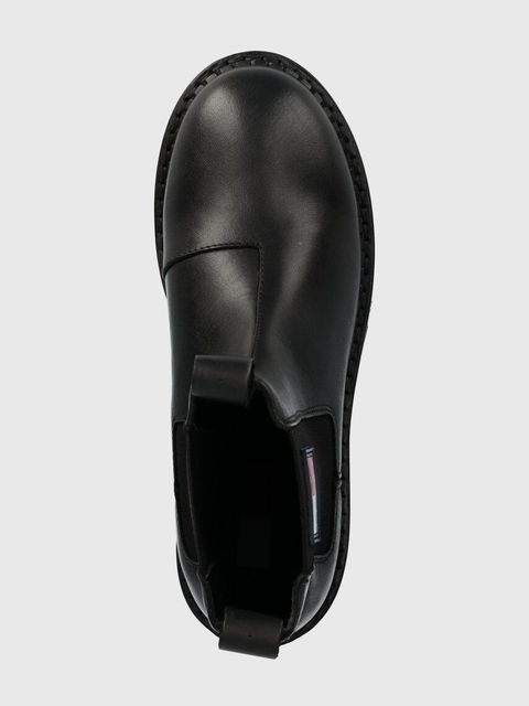 Tommy Jeans sztyblety skórzane TJW URBAN CHELSEA damskie kolor czarny na platformie EN0EN02298