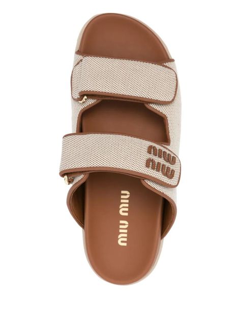 Miu Miu logo-lettering sandals - Neutrals