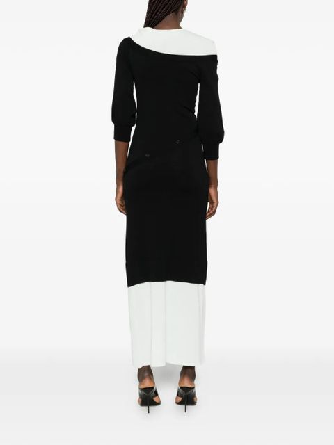 The Attico off-shoulder layered maxi dress - Black