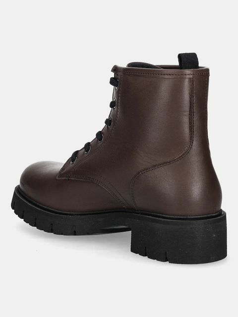 Tommy Jeans botki skórzane TJW LACE UP LEATHER BOOT damskie kolor brązowy na płaskim obcasie EN0EN02824 - zdjęcie produktu nr 2