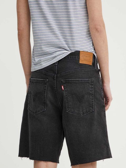 Levi's szorty jeansowe BERMUDA SHORT damskie kolor czarny gładkie high waist A8720 - zdjęcie produktu nr 2