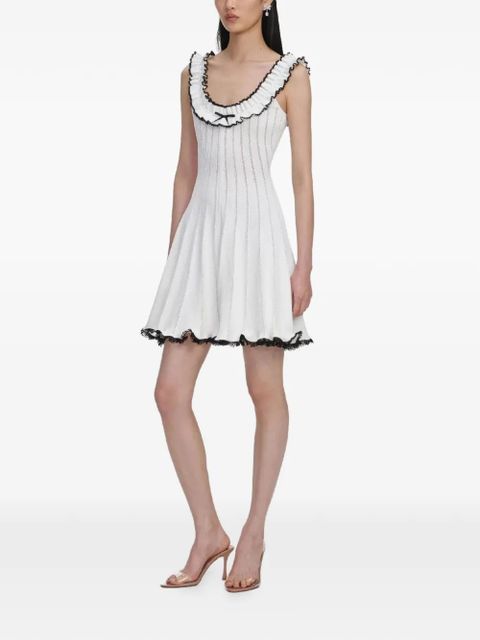 Self-Portrait ruffled bow mini dress - White