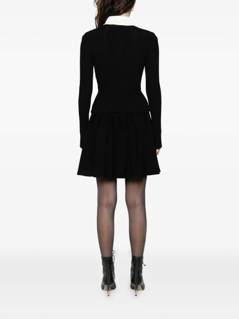 Self-Portrait embellished collared mini dress - Black