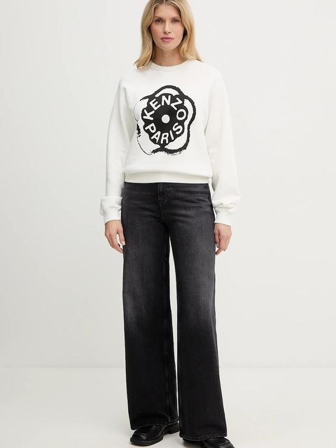 Kenzo bluza bawełniana damska kolor biały z nadrukiem FG52SW2054MJ - zdjęcie produktu nr 2
