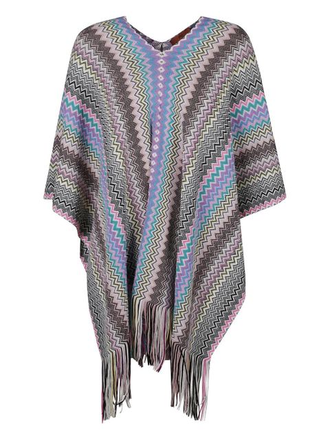 Missoni chevron fringed poncho - Purple - zdjęcie produktu nr 1