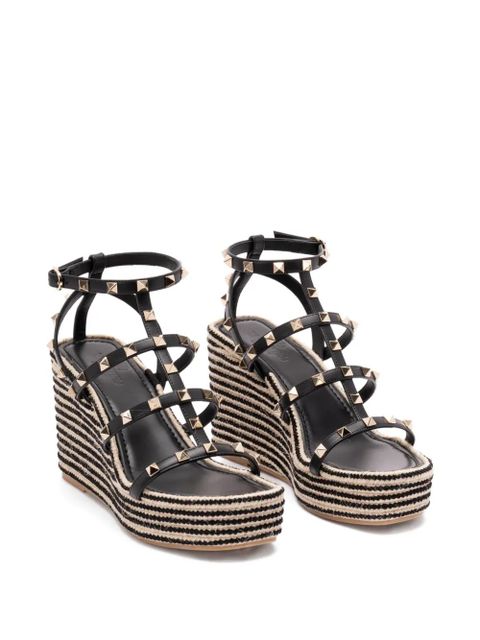 Valentino Garavani Rockstud striped espadrilles - Black - zdjęcie produktu nr 2