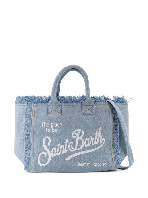 MC2 Saint Barth frayed logo-print tote bag - Blue - zdjęcie produktu nr 2