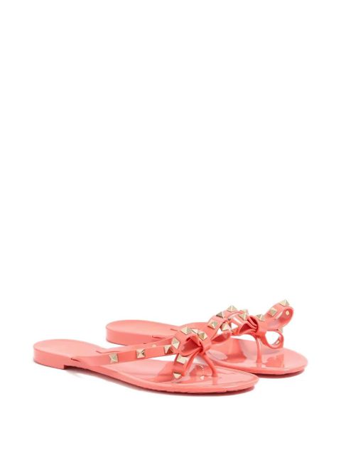 Valentino Garavani Rockstuds bow flip-flops - Pink