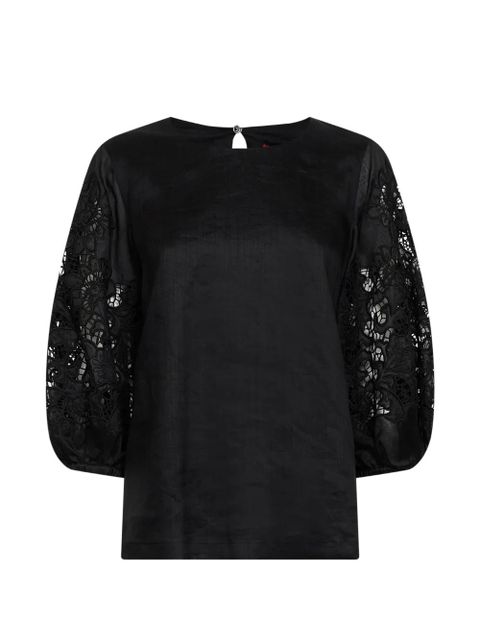 Max Mara broderie-anglaise macramé-sleeve blouse - Black - zdjęcie produktu nr 1