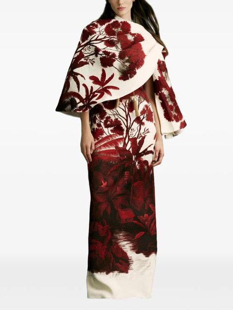 Johanna Ortiz Ocean Of Secrets floral-pattern cape - Red - zdjęcie produktu nr 2