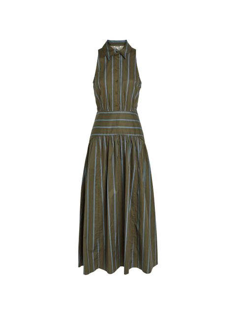 STAUD Romy striped midi dress - Green - zdjęcie produktu nr 1