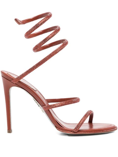 René Caovilla 110mm crystal-embellished spiral-wrap sandals - Red - zdjęcie produktu nr 1