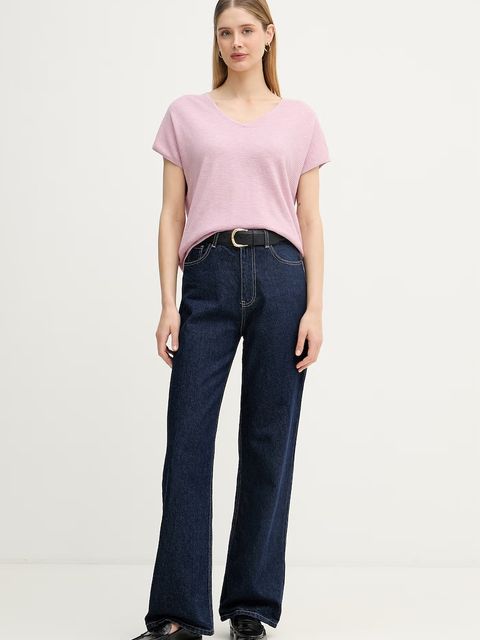 United Colors of Benetton T-shirt damski z lnem - zdjęcie produktu nr 1