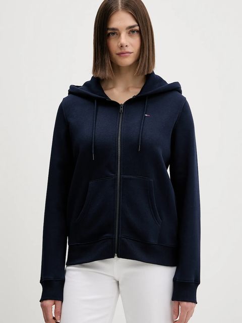 Tommy Jeans bluza damska kolor granatowy z kapturem gładka DW0DW19729 - zdjęcie produktu nr 1