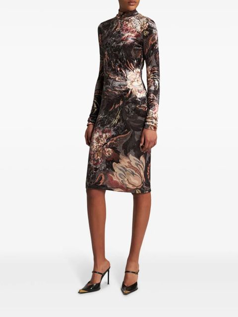 ETRO printed chenille midi dress - Black
