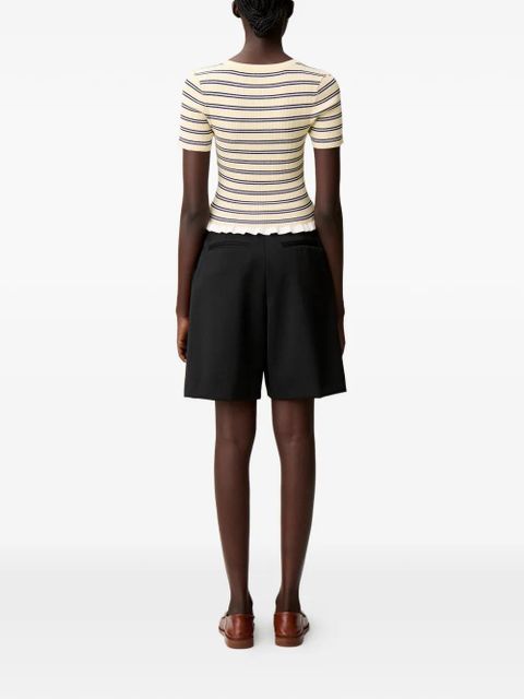 Claudie Pierlot striped ruffled-hem T-shirt - Neutrals