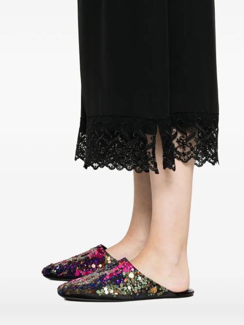 Simone Rocha lace-trim cropped trousers - Black