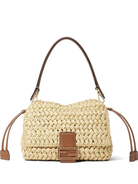 FENDI Mama Baguette woven-raffia shoulder bag - Neutrals - zdjęcie produktu nr 1