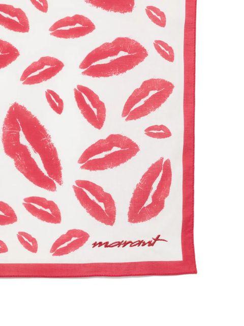 ISABEL MARANT lip-print auwena scarf - White - zdjęcie produktu nr 2