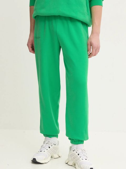 Pangaia spodnie dresowe bawełniane kolor zielony gładkie