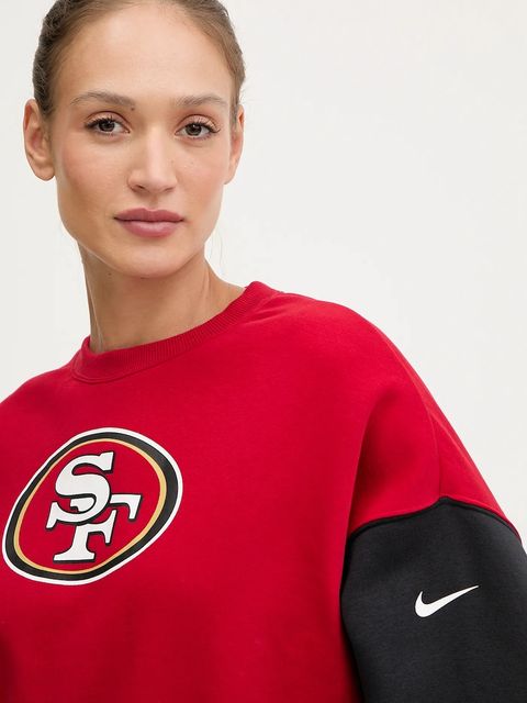 Nike bluza Oversized Crew Fleece damska kolor czerwony wzorzysta 01D7-058Y-9B-SD2