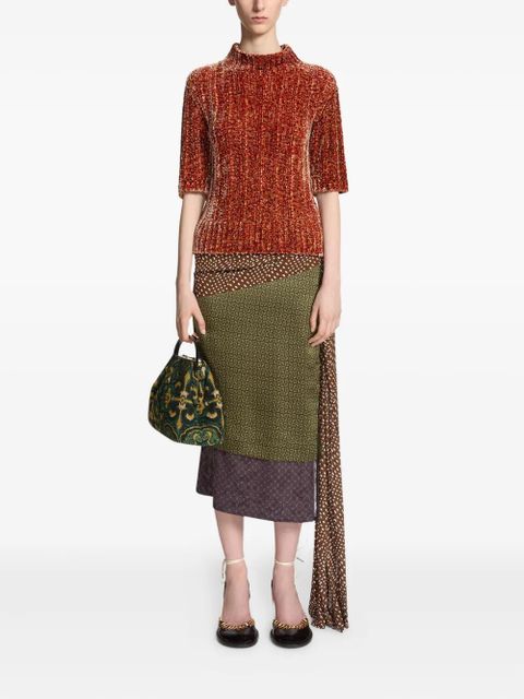 DRIES VAN NOTEN draped silk-satin midi skirt - Green